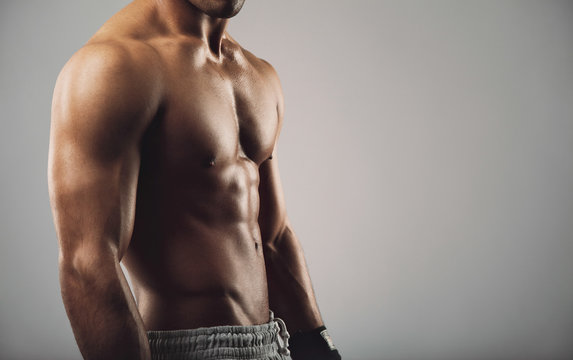 Young man with muscular body