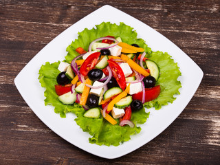 Fresh vegetable colorful greek salad