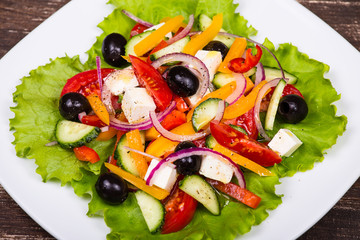 Fresh vegetable colorful greek salad