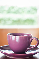 Purple coffee cup with espresso