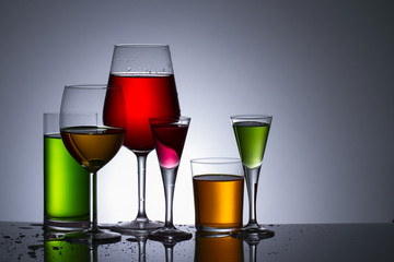 Colors of alcohol in glass