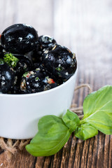 Black Olives with garlic and fresh herbs