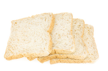 Whole wheat sliced isolated on white background,top view