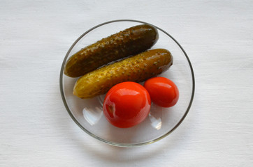 pickled cucumbers and tomatoes