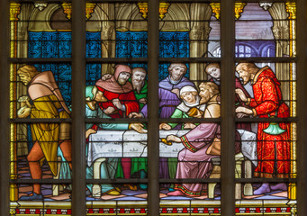 Fototapeta na wymiar Brussels - Last Supper in the cathedral of st. Michael