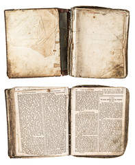 open antique book from 1861 with grungy pages