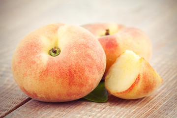 ripe juicy chinese flat peaches