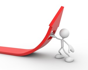 3d character lifts arrow