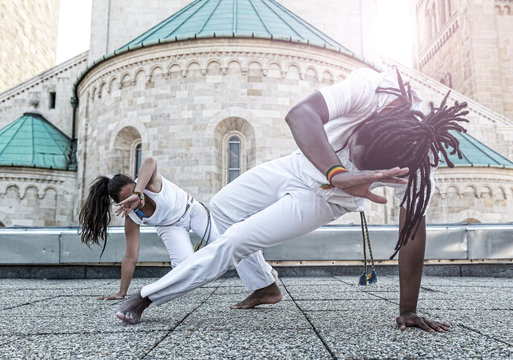Young pair capoeira partnership ,spectacular sport