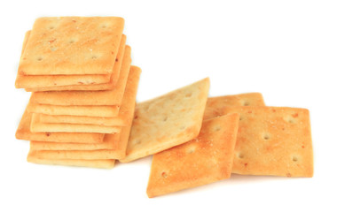 Delicious crackers isolated on white