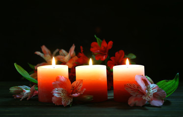 Beautiful candles with flowers