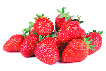 Ripe sweet strawberries isolated on white