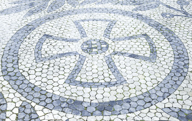 Religious cross in tile