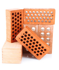 Brown bricks, isolated on white