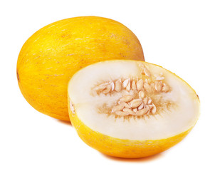 Ripe melon on white