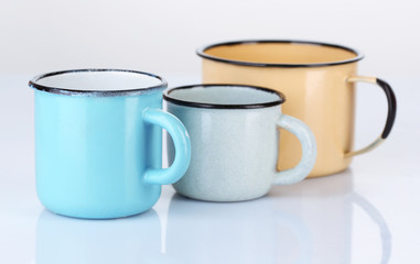 Metal cups isolated on white
