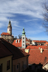 Fototapeta premium View of St Jost Church and Cesky Krumlov castle