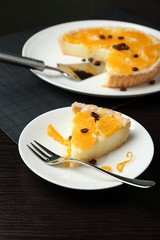 Piece of homemade orange tart