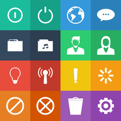 Flat Color style mobile phone icons vector set.