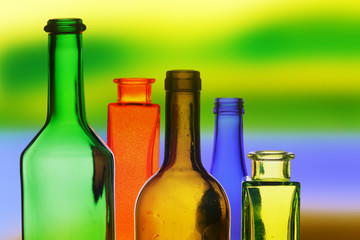 Colored glass bottles