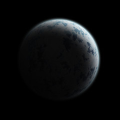 Realistic blue planet against the starry sky.