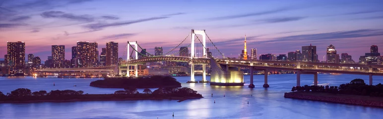 Fototapete Regenbogenbrücke in Odaiba Tokio © eyetronic
