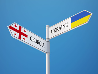 Ukraine Georgia  Sign Flags Concept