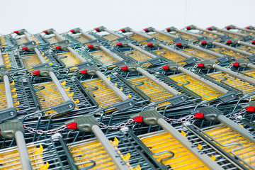 shopping carts in a rows