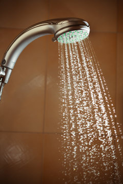 shower with flowing water