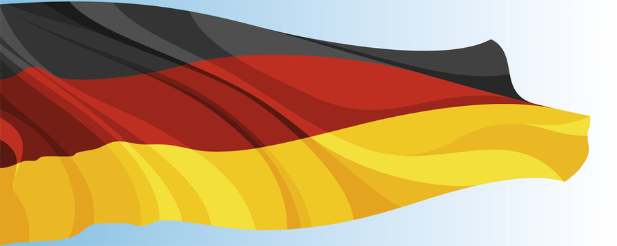 The national flag of the Germany on a background of blue sky