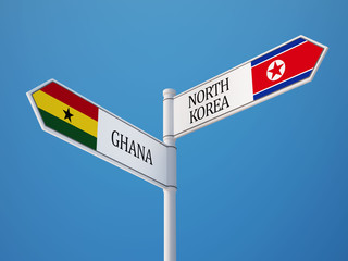 North Korea Ghana  Sign Flags Concept