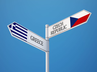 Czech Republic Greece  Sign Flags Concept