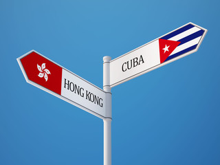 Cuba Hong Kong  Sign Flags Concept