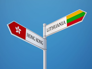 Lithuania Hong Kong  Sign Flags Concept