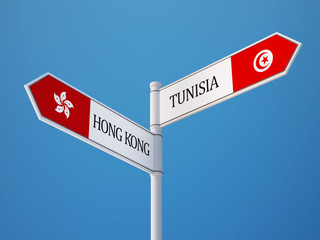 Tunisia Hong Kong  Sign Flags Concept