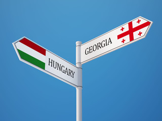 Hungary Georgia  Sign Flags Concept