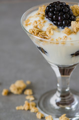 Yogurt Parfait with Blackberries and Granola