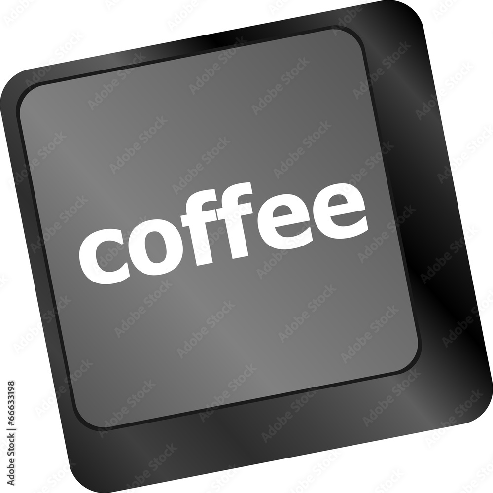 Poster computer keyboard keys with coffee break button