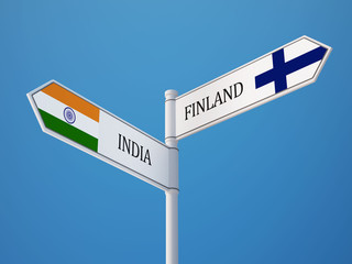 Finland India  Sign Flags Concept