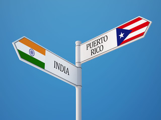 Puerto Rico India  Sign Flags Concept
