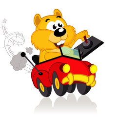 hamster on a radio-controlled car - vector illustration, eps