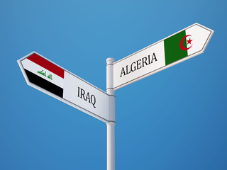 Algeria Iraq  Sign Flags Concept