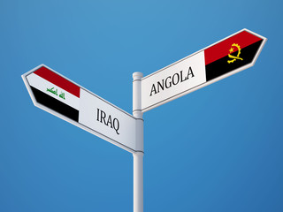 Angola Iraq  Sign Flags Concept