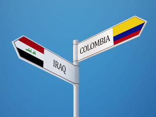 Colombia Iraq  Sign Flags Concept