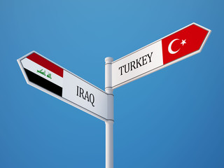 Turkey Iraq  Sign Flags Concept