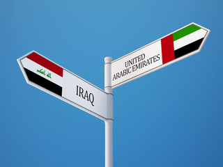 United Arab Emirates. Iraq  Sign Flags Concept