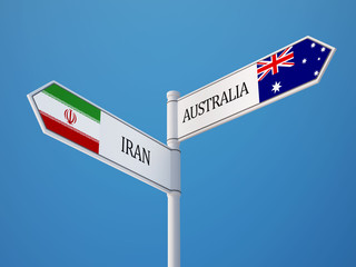 Australia Iran  Sign Flags Concept