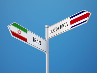 Costa Rica. Iran  Sign Flags Concept
