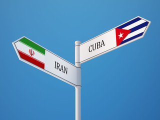 Cuba Iran  Sign Flags Concept