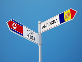 Andorra North Korea  Sign Flags Concept